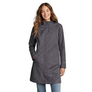 NWT Eddie Bauer Girl On The Go Waterproof Trench Coat Dk Charcoal Heather PXS